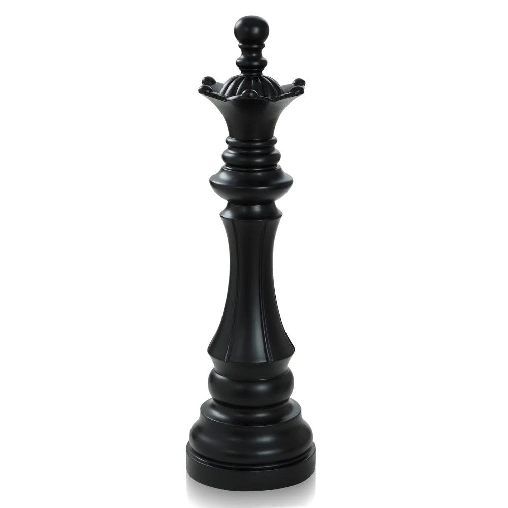 Black chess queen piece on a white background.