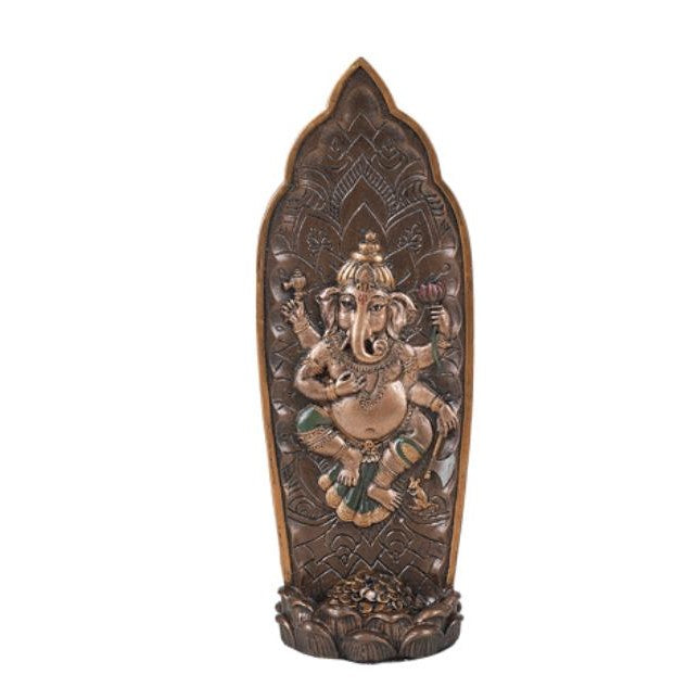 Bronze Ganesh wall plaque with intricate details.