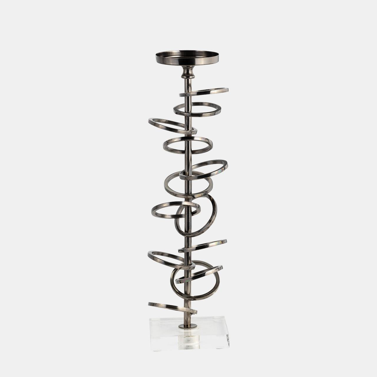 Picture of Ring Toss Gunmetal Candle Holder, Medium