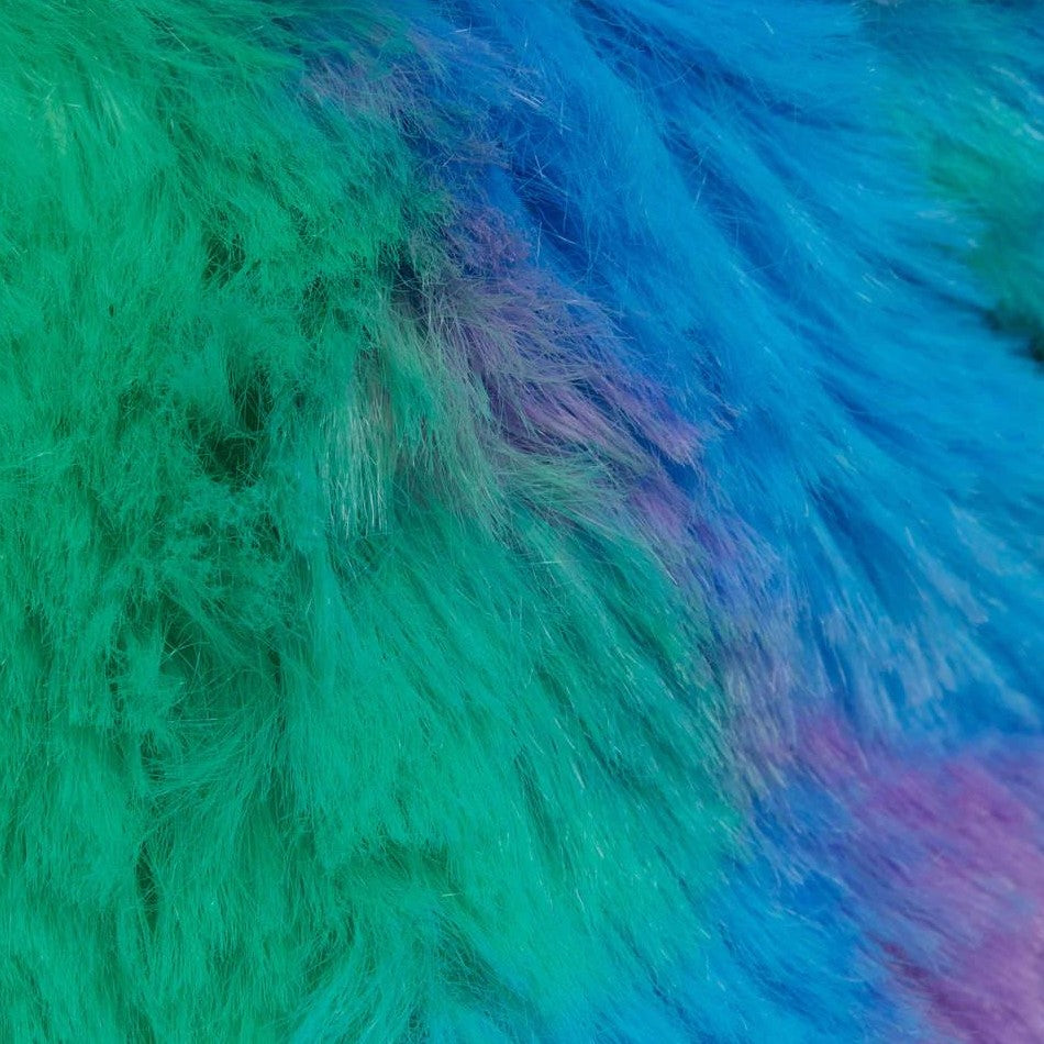 Colorful, fluffy texture blending green, blue, and hints of purple.