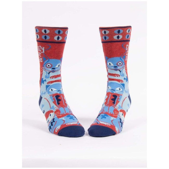 Picture of Men's Crew Socks - "Crazy Cat Dude"
