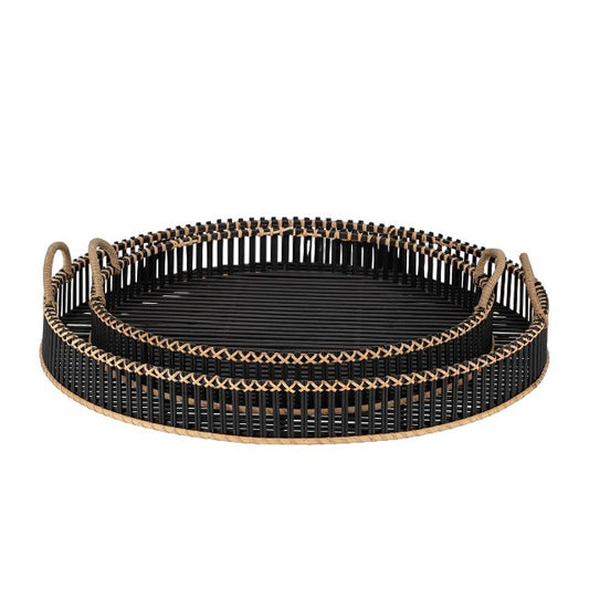 Picture of Black Bamboo Round Tray, Large