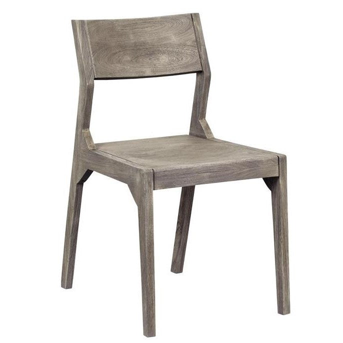 Simple wooden chair with a gray finish.