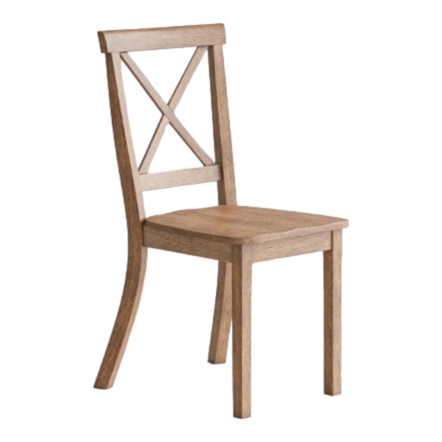 Wooden chair with an X-back design.