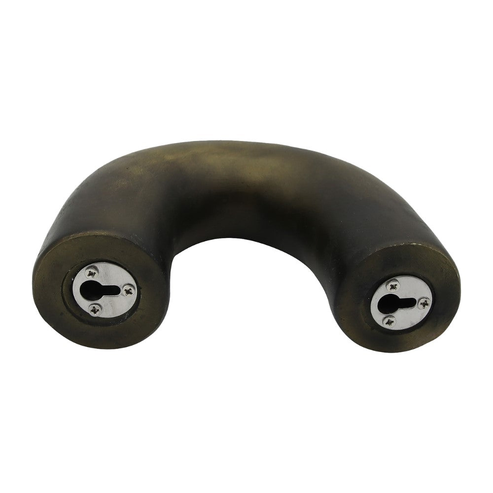 U-shaped black lock with key holes on both ends.