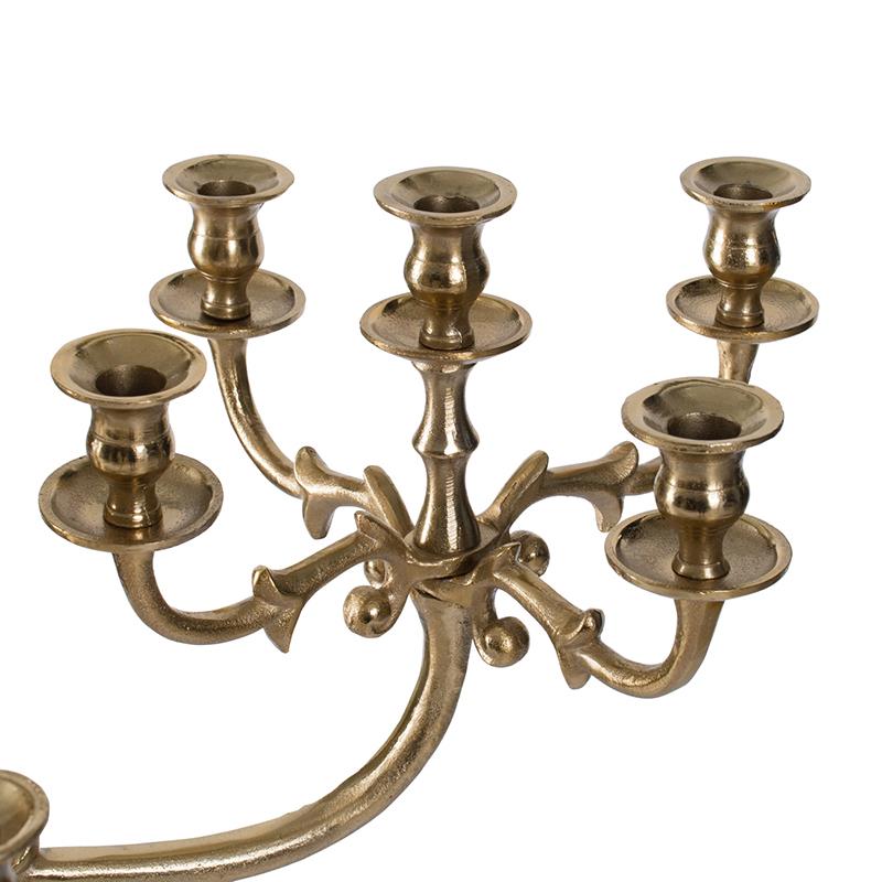 Brass candelabra with seven candle holders.