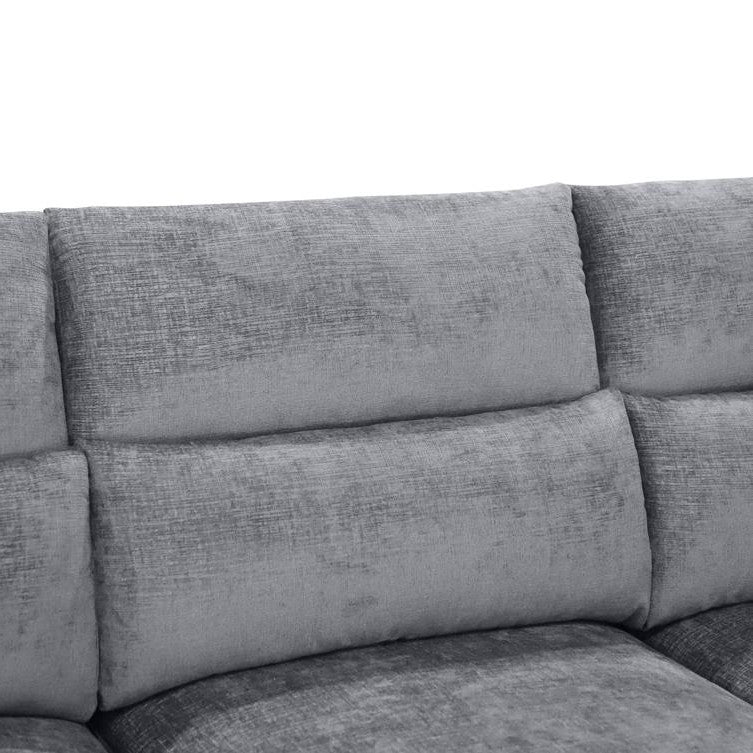 Soft gray fabric sofa close-up.