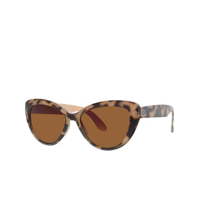 Tortoiseshell cat-eye sunglasses with brown lenses.