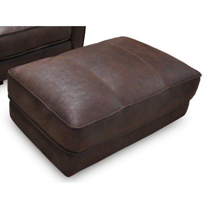 Brown leather ottoman on a white background.