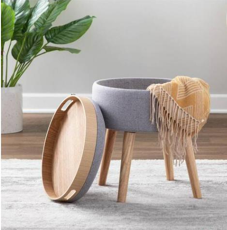 Picture of Trent Stool Natural Wood-Grey
