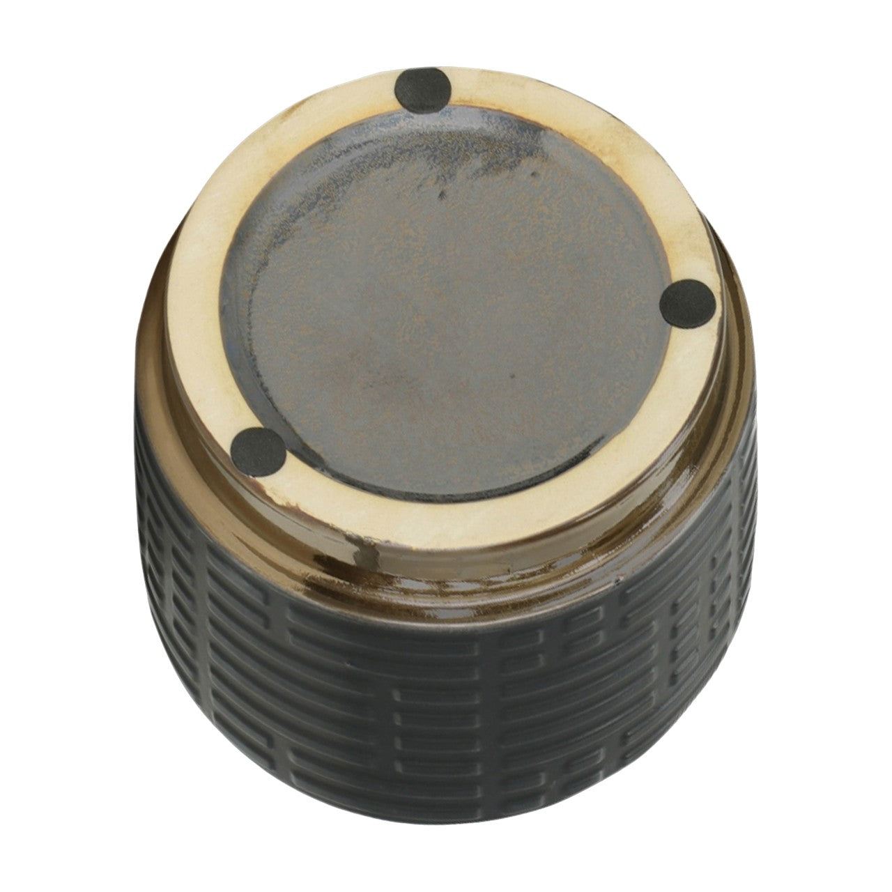 Textured container bottom with circular pads.