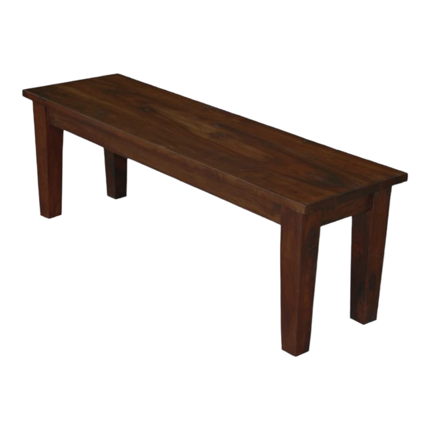 Wooden bench with sturdy legs and smooth finish.