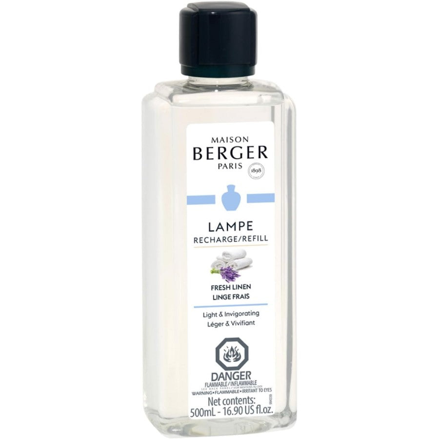 Maison Berger Paris lamp refill, Fresh Linen scent, 500mL bottle.