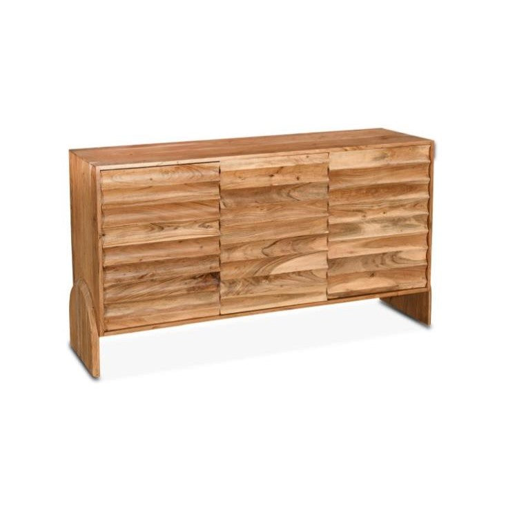 Wooden sideboard with a wavy texture design.