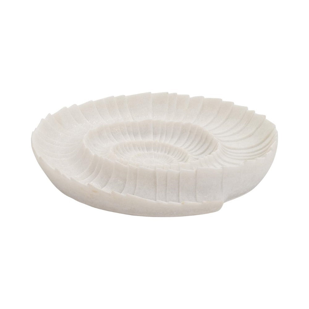 White shell-shaped decorative bowl with a spiral design.