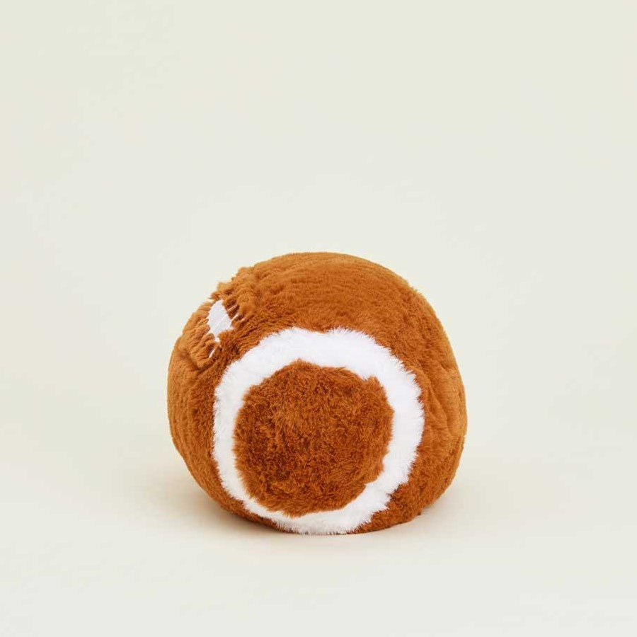 Plush toy shaped like a round, brown turkey leg.
