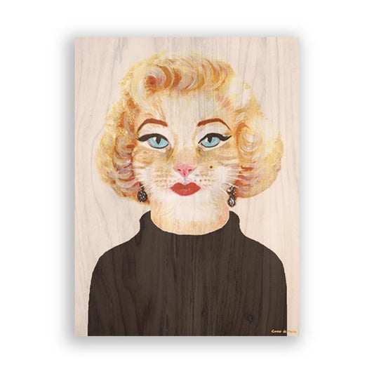 Picture of "Marilyn Monroe Cat" Wood Block Art Print