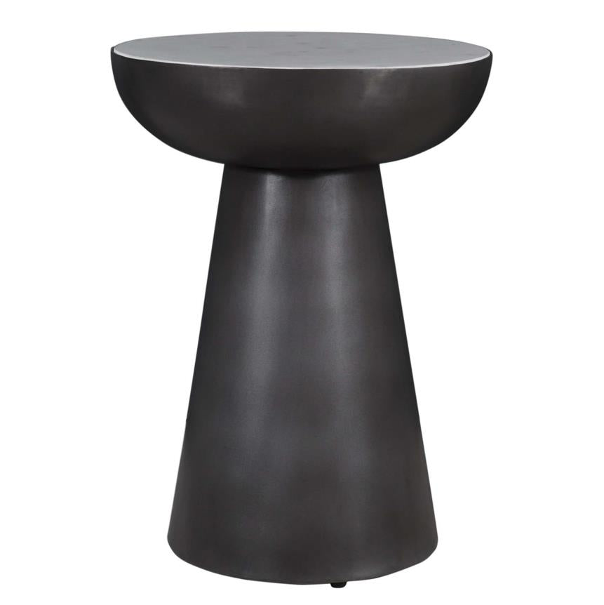 Modern black cylindrical side table.