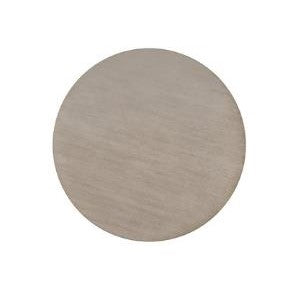 A simple, light brown wooden circle on a white background.