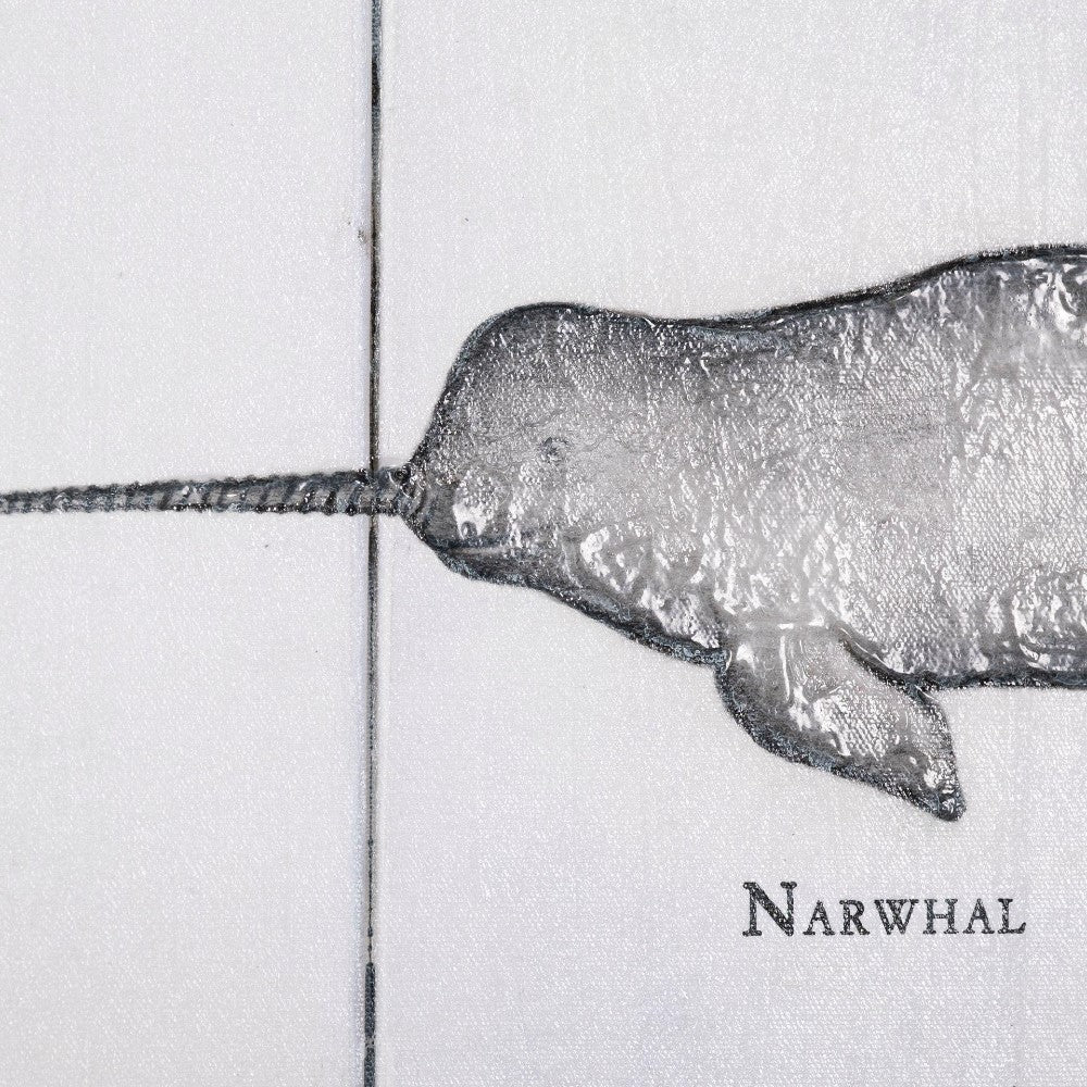 Illustration of a narwhal with a textured appearance.