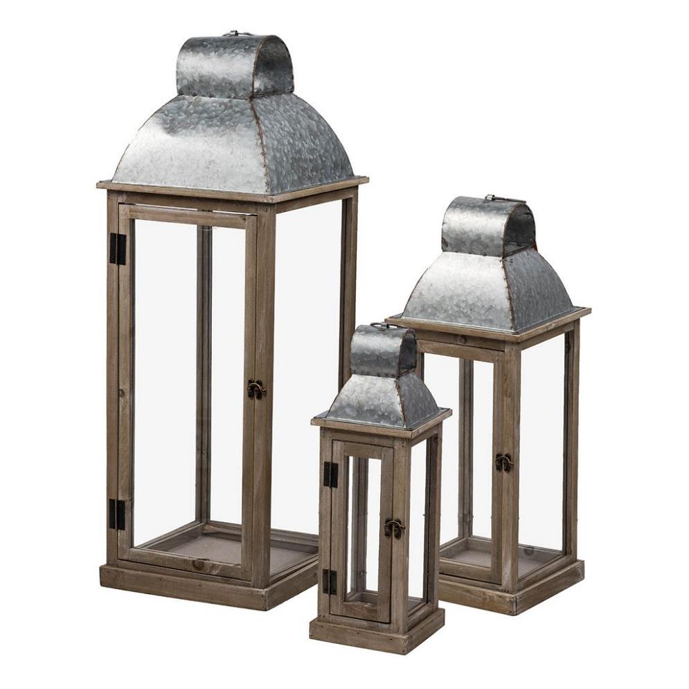 Picture of Fir and Metal Lantern Small
