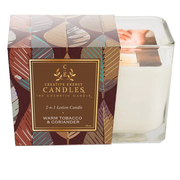 Creative Energy lotion candle, warm tobacco & coriander scent, 10 oz.
