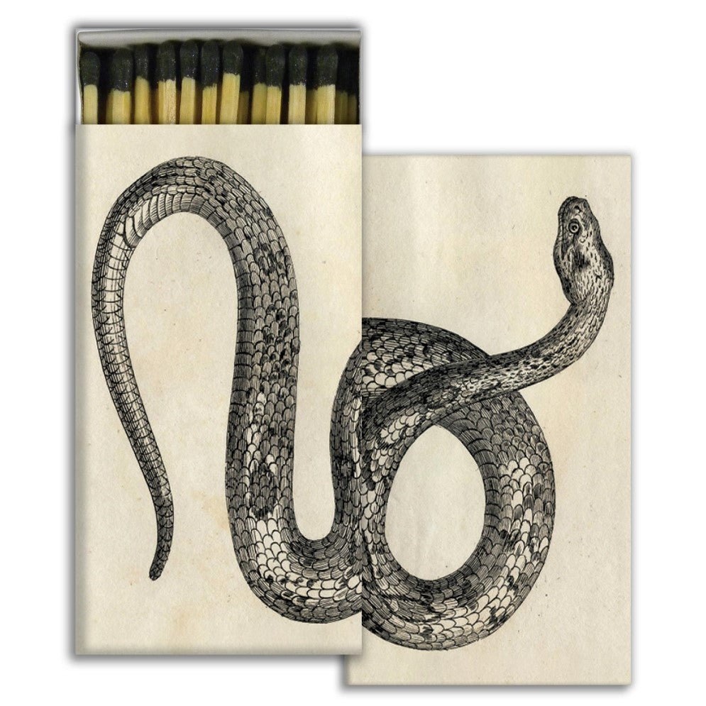 Matchbox with snake illustration covering two halves.
