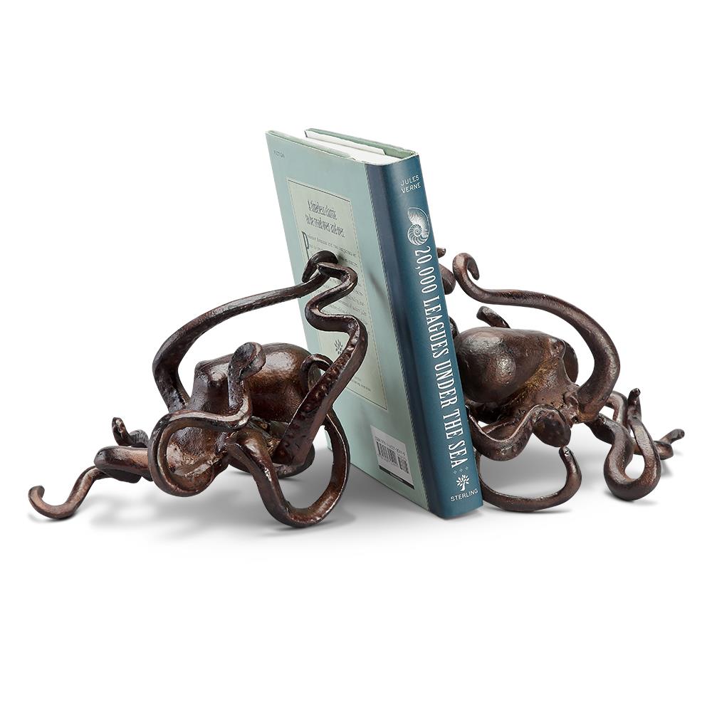Octopus bookends holding "20,000 Leagues Under the Sea".
