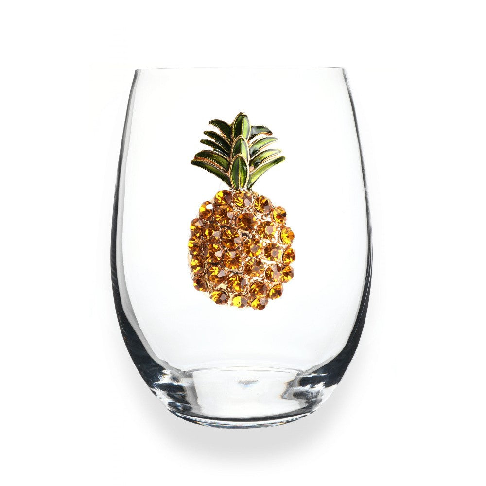 Clear glass with jeweled pineapple design.