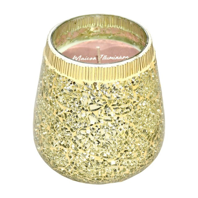 Ornate gold candle holder with intricate details.