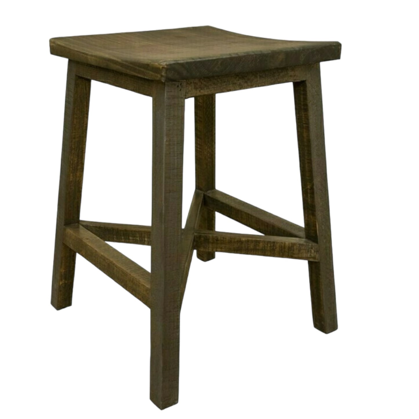 Rustic wooden stool with a simple, sturdy design.