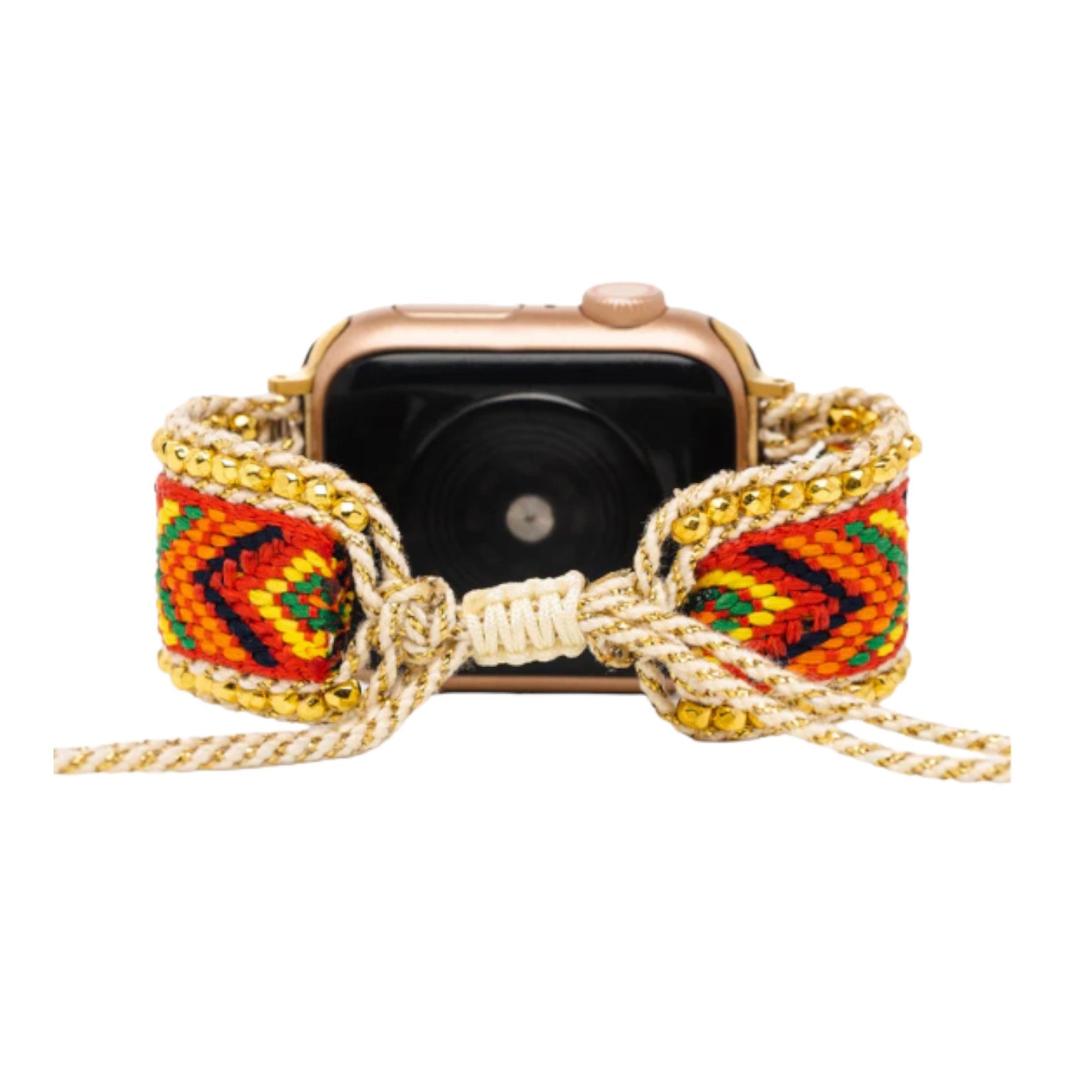 Smartwatch with colorful beaded strap and braided design.