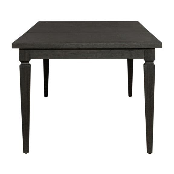 Dark wooden table with elegant tapered legs.