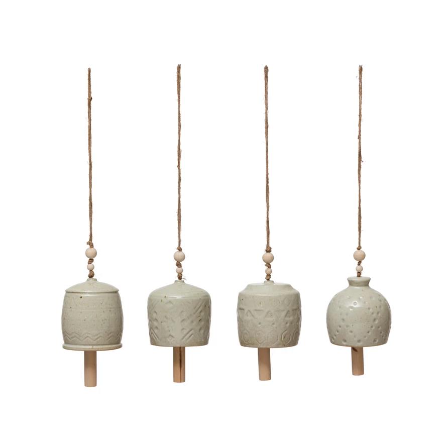 Picture of Debossed Cream Stoneware Bell