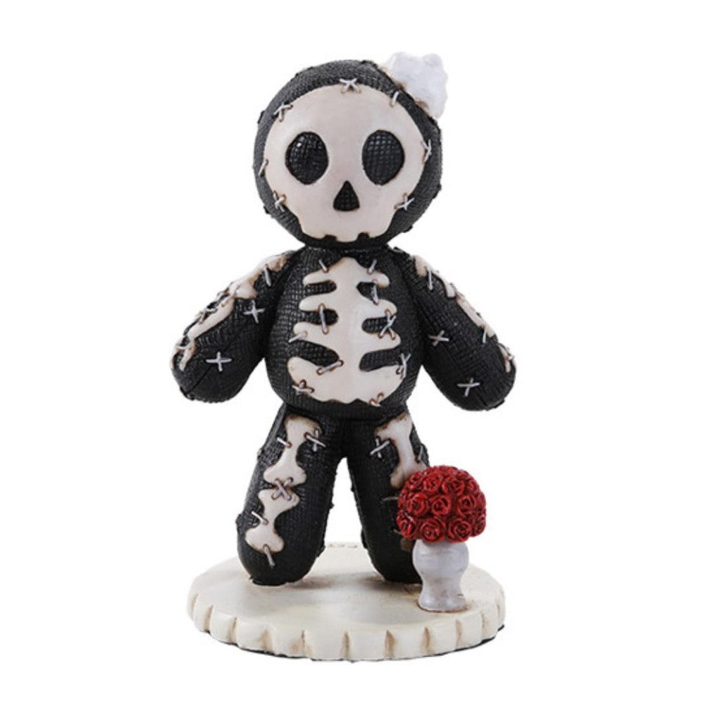 Cute skeleton plushie with red roses.