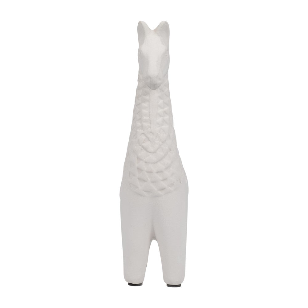 White geometric giraffe figurine on a plain background.