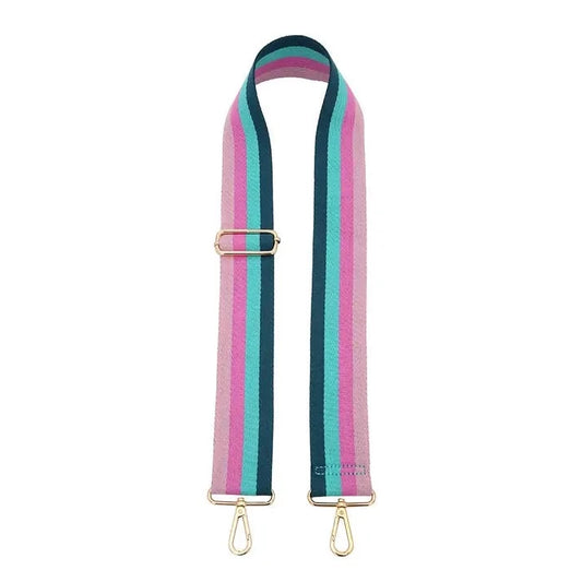 Striped Handbag Strap - Multi-Turquoise/Pink