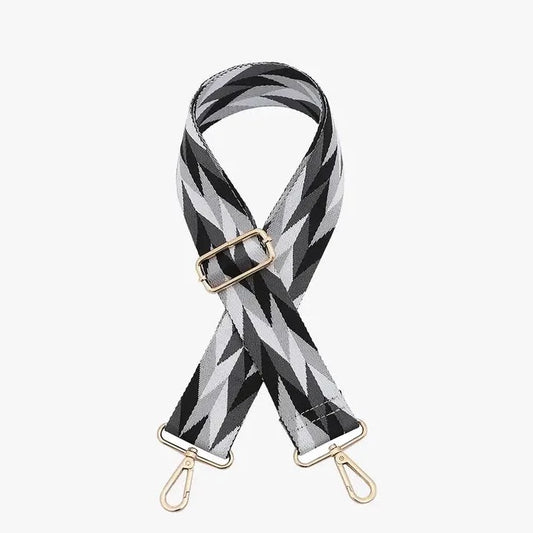 Herringbone Handbag Strap - Black/Grey