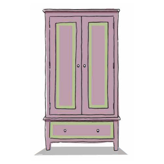 A sketch of an armoire, painted and accented with Annie Sloan Chalk Paint