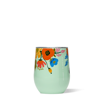 Rifle Paper Co. x Corkcicle Stemless Wine Cup_Lively Floral Mint