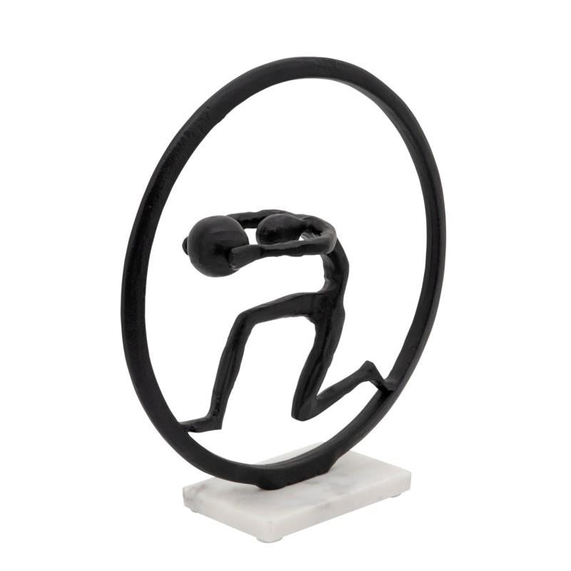Picture of Man w/ Ball in Hoop Sculpture Black