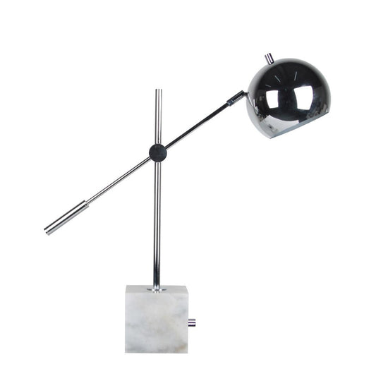 Modern chrome desk lamp with a marble base.
