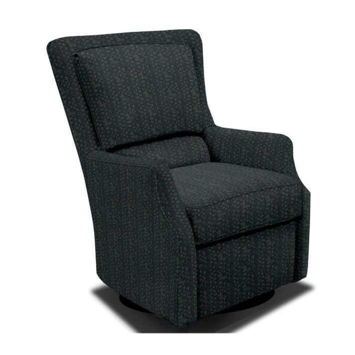 Dark upholstered armchair with a textured pattern.