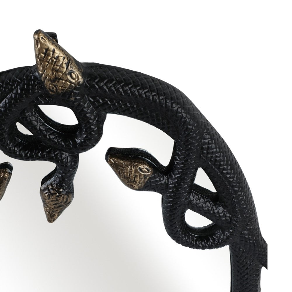 Black intertwined snake pattern with bronze snake heads.