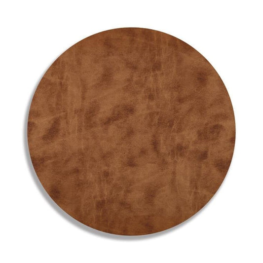 Brown textured circular surface against white background.