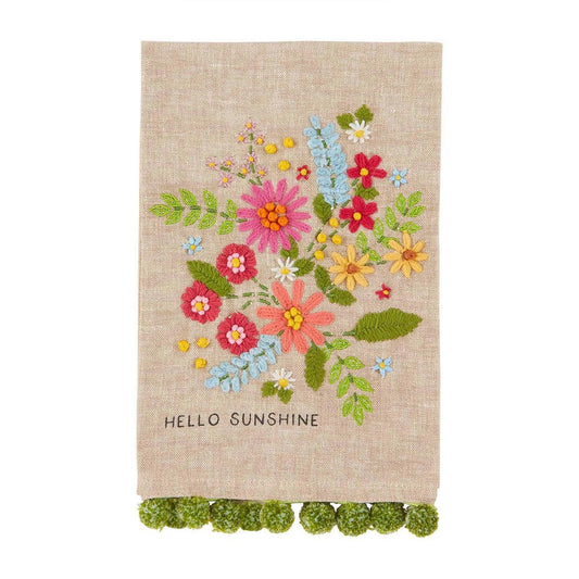 Picture of Hello Sunshine Floral Embroidery Pom-Pom Towel