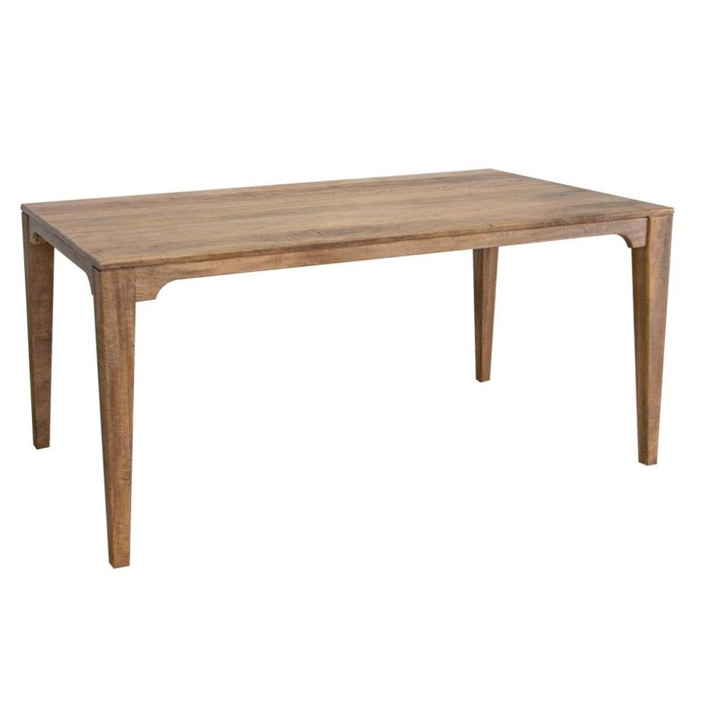 A simple, wooden rectangular table with tapered legs.