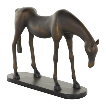 Bronze horse sculpture on a rectangular base.