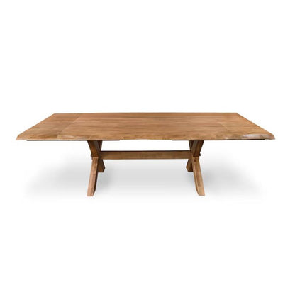 Rectangular wooden table with a simple, sturdy design.