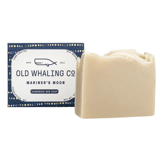 Soap bar with packaging labeled "Old Whaling Co. Mariner's Moon."